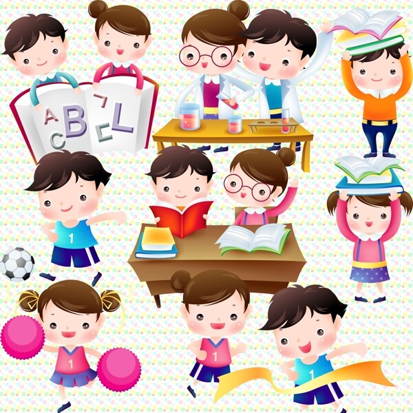 韩国可爱儿童学校教育学习图片