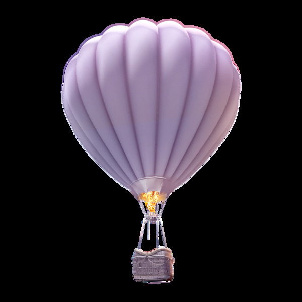 手绘紫色热气球元素