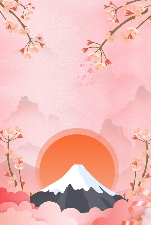 日风富士山背景海报