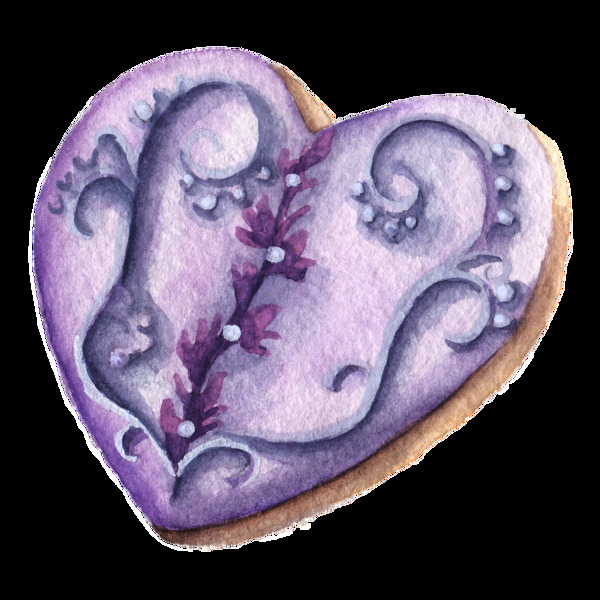 紫色爱心蛋糕卡通透明素材