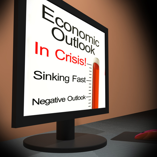 在监视器显示财务预测经济前景