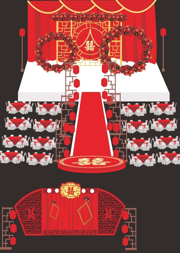 中式主题红色婚礼背景