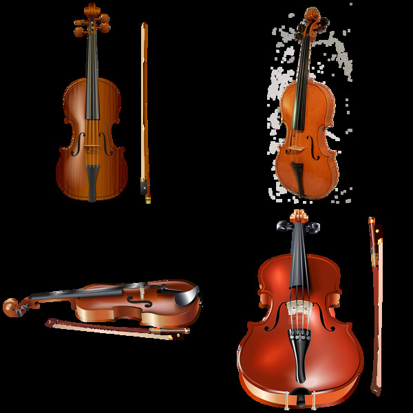 四个小提琴免抠png透明图层素材