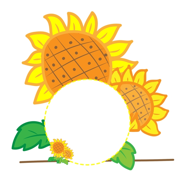 矢量植物边框可爱风格手绘向日葵可商用