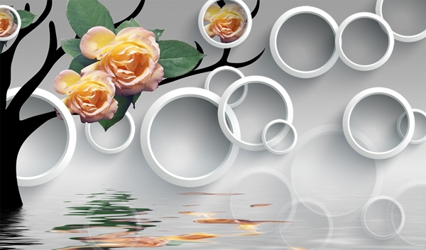 3D圆圈玫瑰素材
