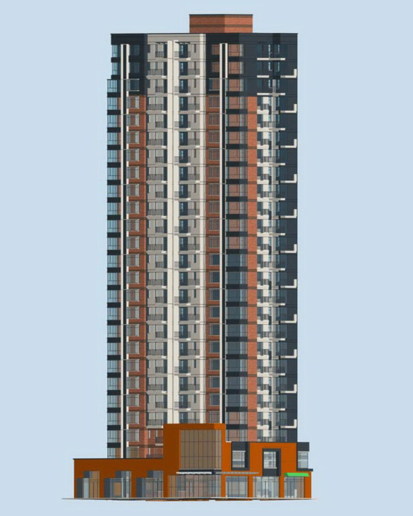 红灰相间高层住宅商业楼3D模型