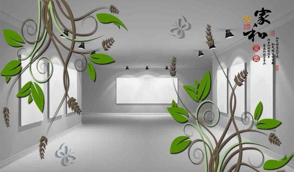3D立体树叶背景墙