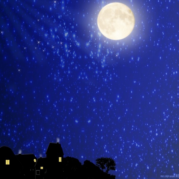 月亮星空夜晚设计图