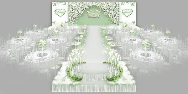 白绿小清新婚礼效果图
