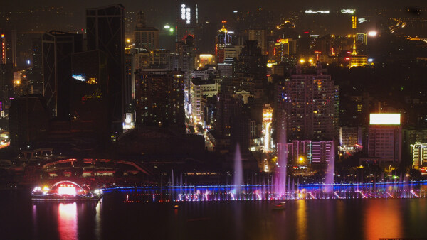 柳州夜景音乐喷泉