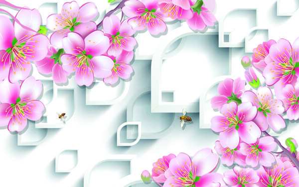 粉色花卉装饰墙