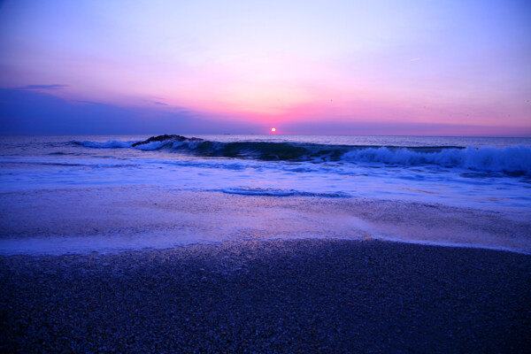 海滩夕阳景色图片