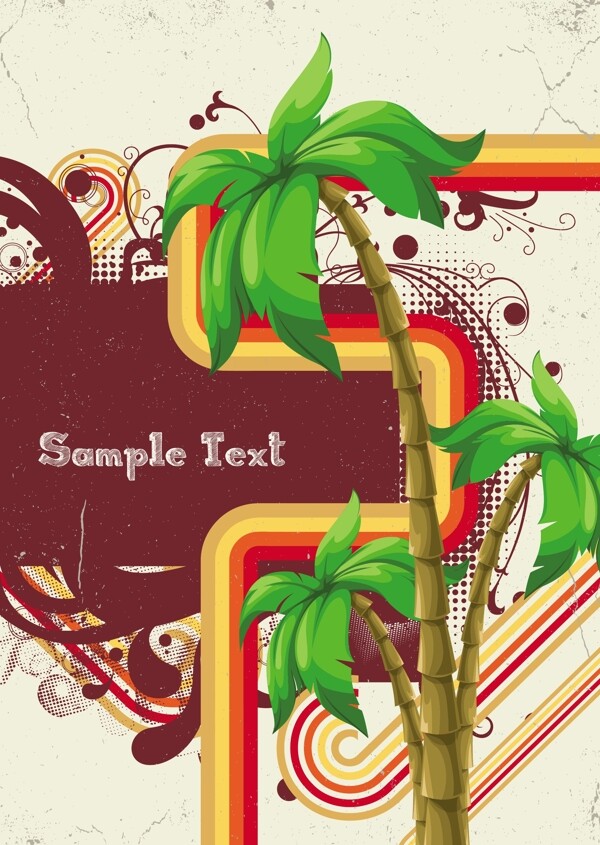 详细的棕榈树矢量插画夏季插图