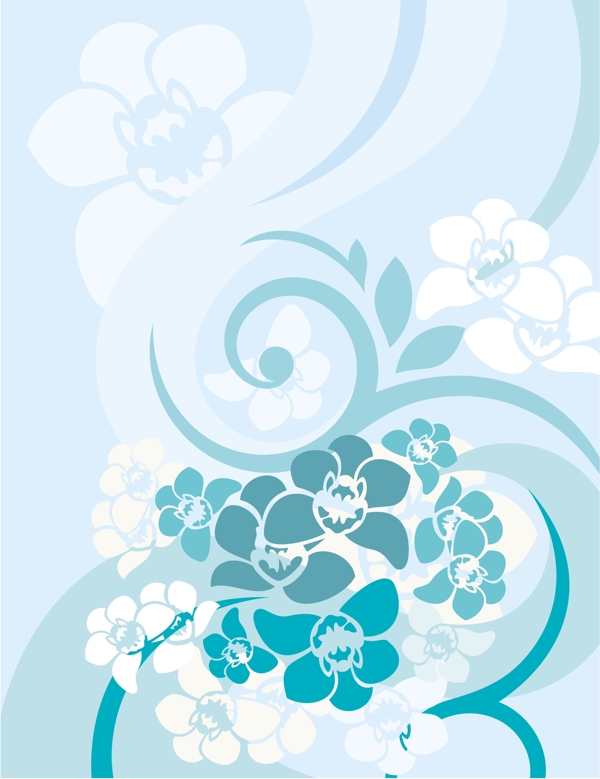 花卉花纹青色背景素材