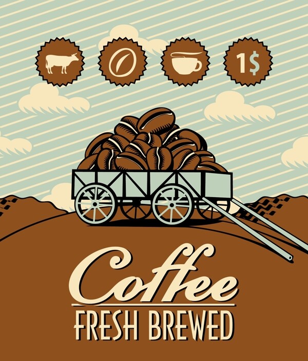 老式的咖啡广告海报设计矢量图03