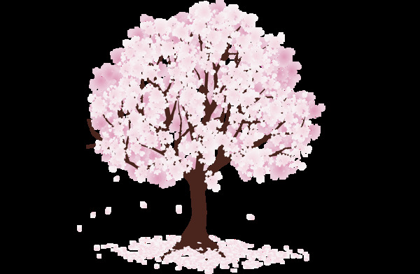 手绘粉色大树元素