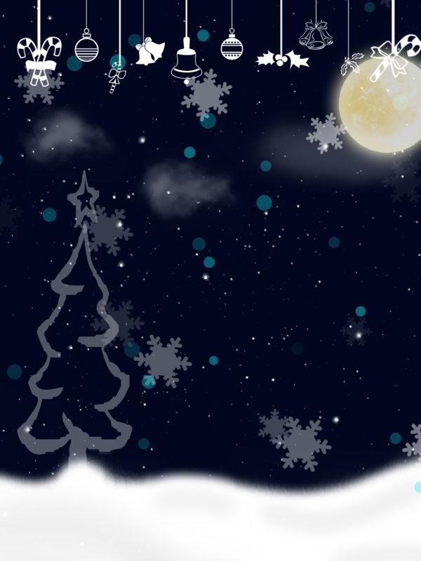 蓝色雪夜圣诞背景