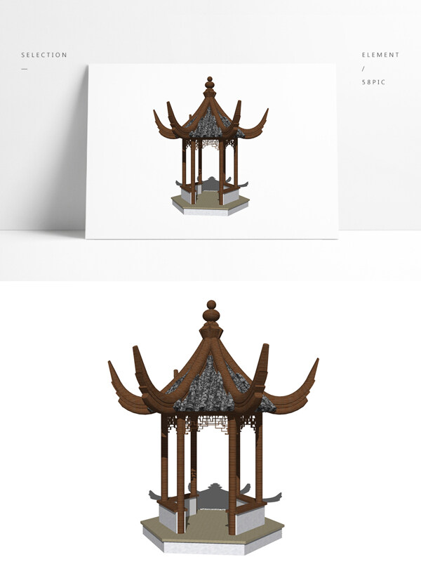 中式古典亭子模型