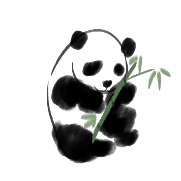 水墨画熊猫