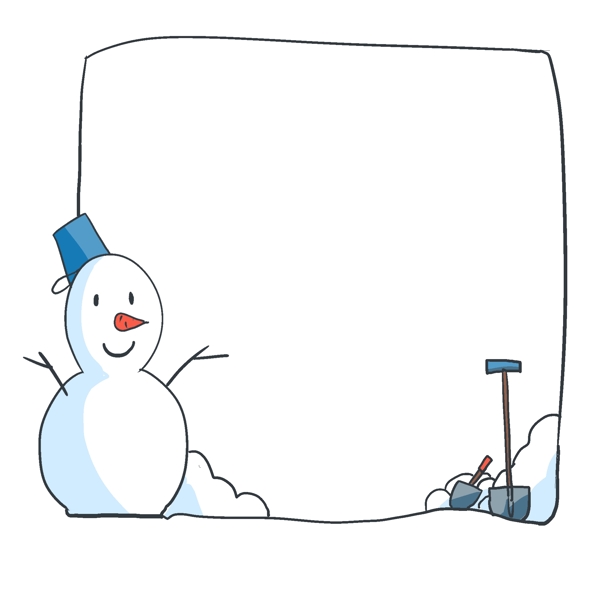 手绘雪人边框插画