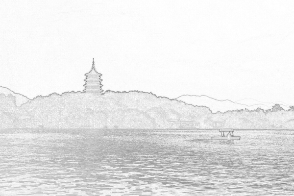 杭州西湖线性稿图片
