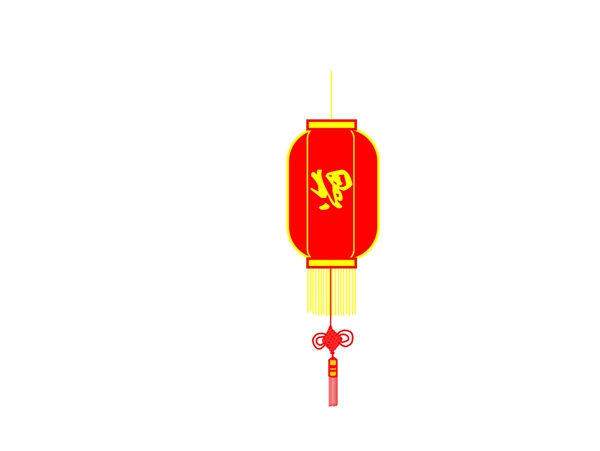 手绘中国风福倒红灯笼图