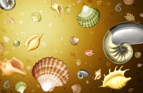 海螺贝壳蜗牛海底世界装饰品PSD分层素材源文件韩国花纹图库