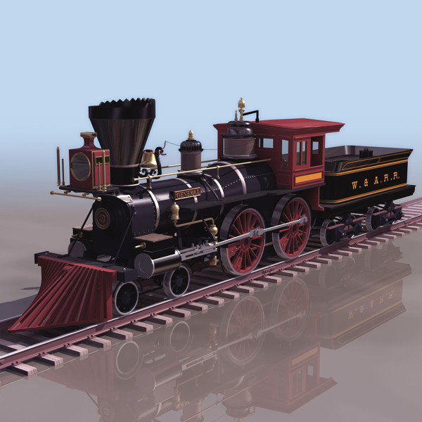 经典火车3d模型带贴图材质图片