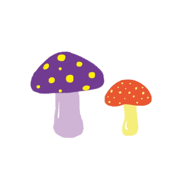 原创手绘卡通蘑菇真菌食物