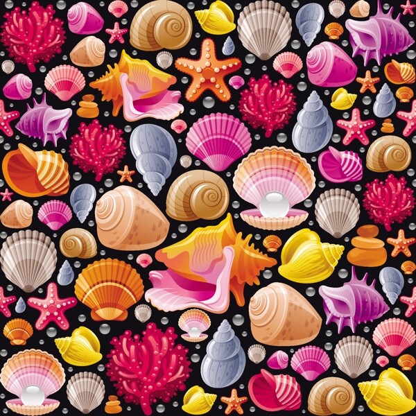 多彩可爱贝壳海螺背景图
