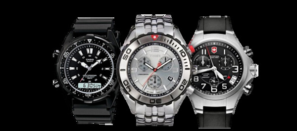 三只不同颜色手表免抠png透明素材