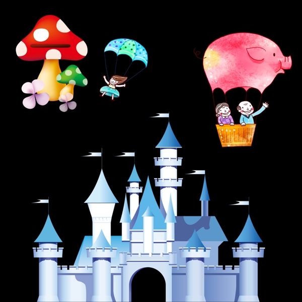 城堡蘑菇热气球