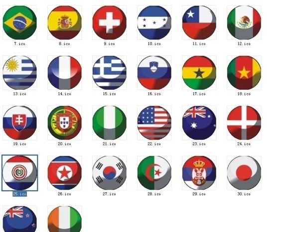 世界杯32强国旗ICO图标图片