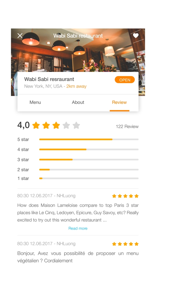 手机APP餐饮评价界面设计