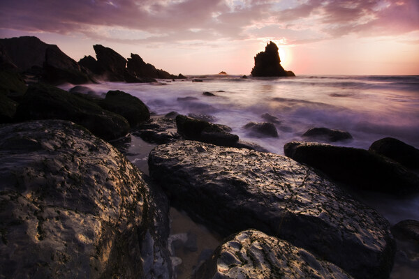海边风光黄昏石头风景实用图片精美图片印刷适用高清图片创意图片
