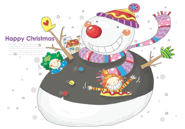 圣诞节雪人卡通插画PSD分层素材