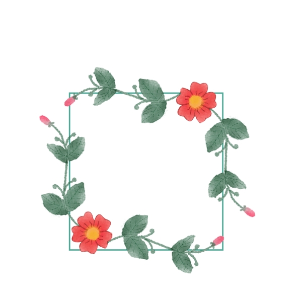 手绘植物花朵纹理边框