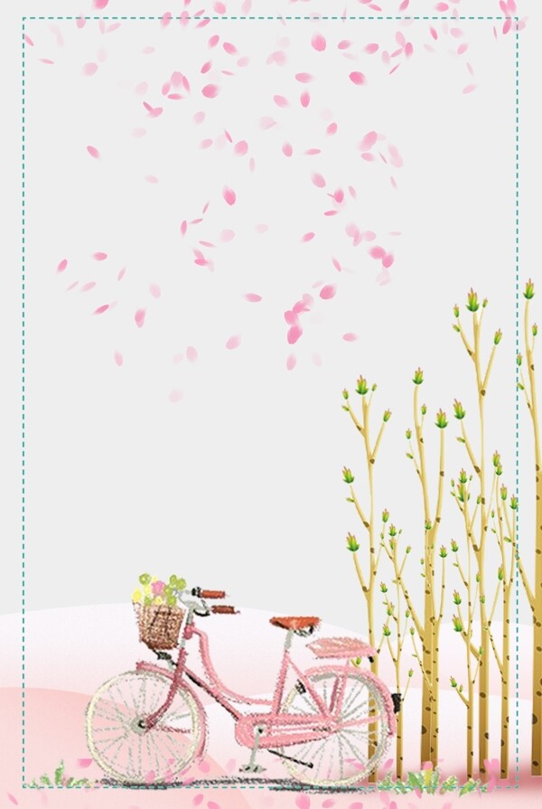 小清新粉色花朵春天背景