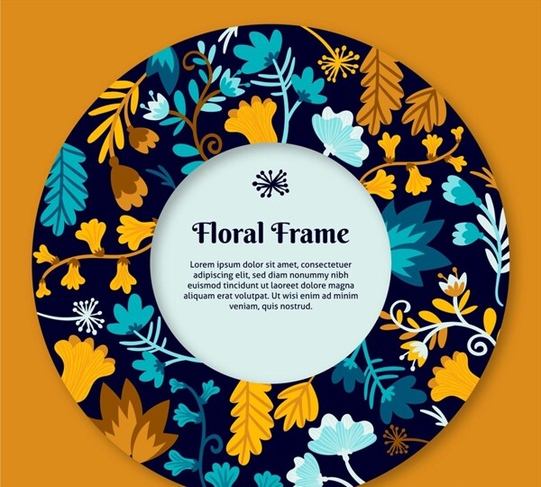 彩色圆环花卉框架图片