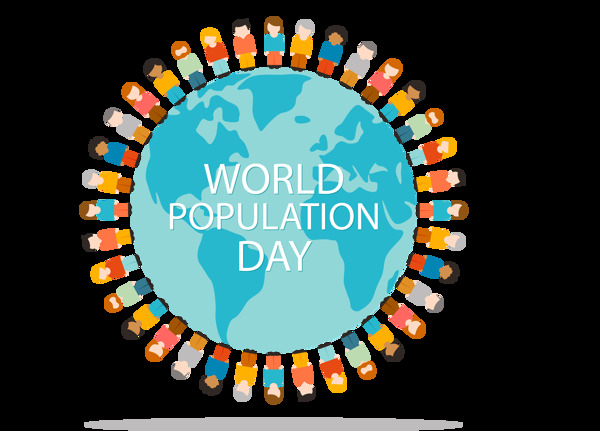 卡通世界人口日绘画png元素
