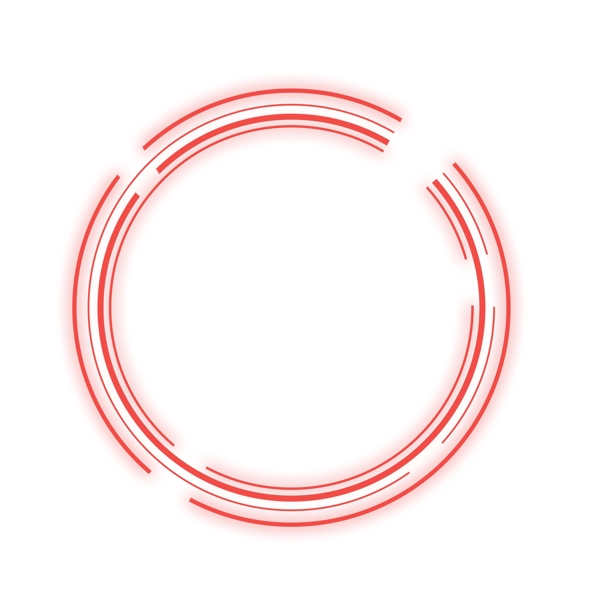 红色圆形断线科技感边框