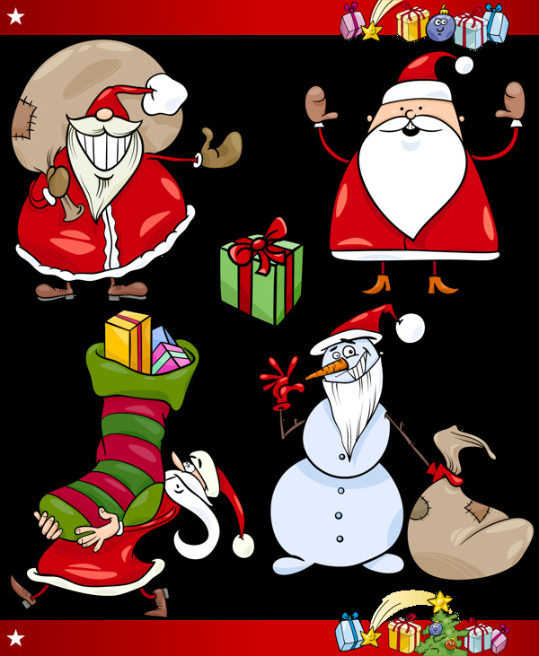 卡通圣诞老人等节日装饰元素