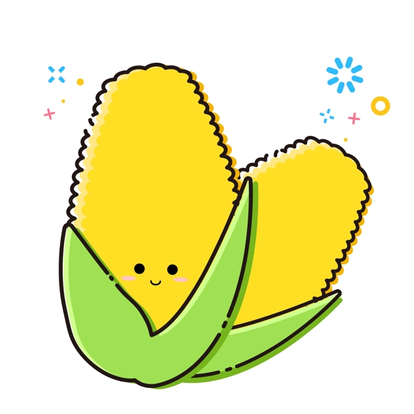 mbe风格卡通可爱蔬菜水果玉米素材元素