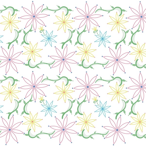 线描花卉印花图案