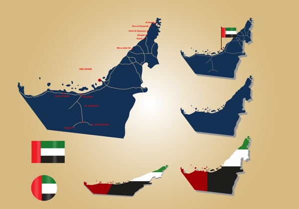 UAE地图和国旗