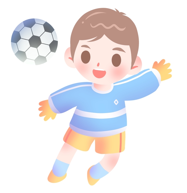 圆形足球和小男孩