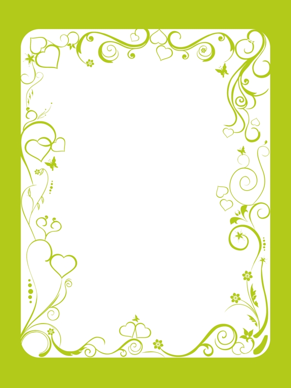 在白色背景上的花和绿色框的心