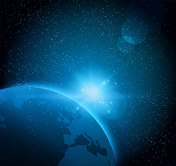 蓝色地球与宇宙之光矢量素材图片