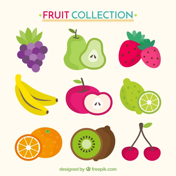 9款彩色新鲜水果设计矢量素材