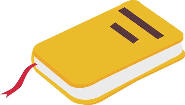 一本黄色的夹着书签的书